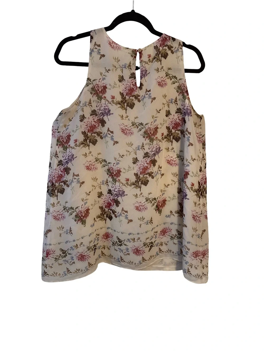 Max Studio Cream Floral Sleeveless Camisole with Pink & Purple Blooms